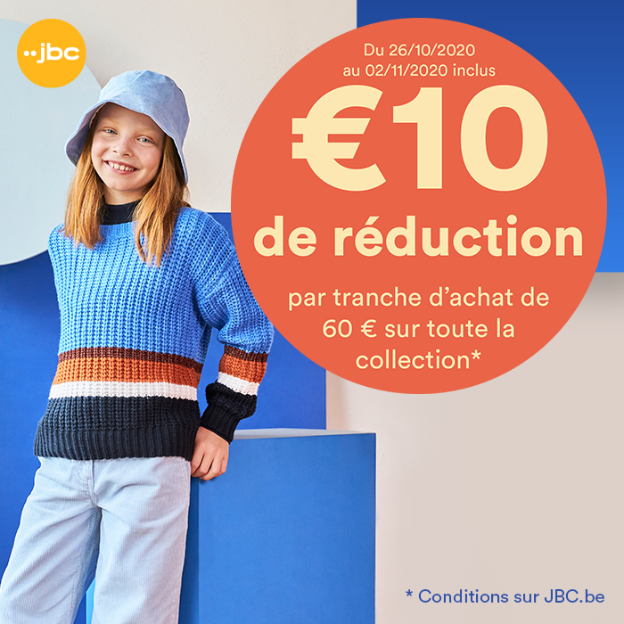 10€ de réduction par tranches d’achat de 60€ chez JBC